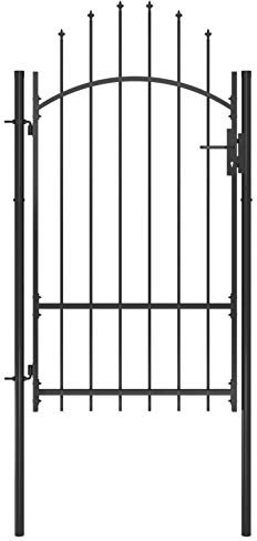 Susany Garden Gate, Fence Gate, Swing Gates, Entrance Gate, Metal Garden Gates, Outdoor Mesh Fence Gate, Outdoor Garden Yard Patio Entrance Way Door Security Barrier, Steel 1x2.2 m Black
