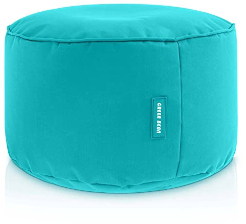 Green Bean© Pouf-Tabouret 25x45cm avec Remplissage de Perles EPS - Coussin pour Pieds Pouf Chaise - Coussin Sol pour Enfants & Adultes - Repose-Pieds Coussin Siège Turquoise