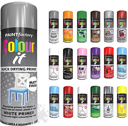 SCHNAZZ - 1 x All Purpose White Primer Aerosol Spray Paint 250ml Fast Dry, Quick Drying Spray and Excellent Coverage for Wood, Metal, Plastic, Glass and More
