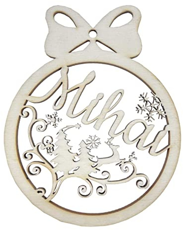 Weihnachtsbaumkugel aus natürlichem Birkensperrholz mit Wunschnamen - Personalisierte Weihnachtskugel, Weihnachtsbaumschmuck, Weihnachtsdeko aus Holz - schöne Geschenk-Idee zu Weihnachten (Style 9)