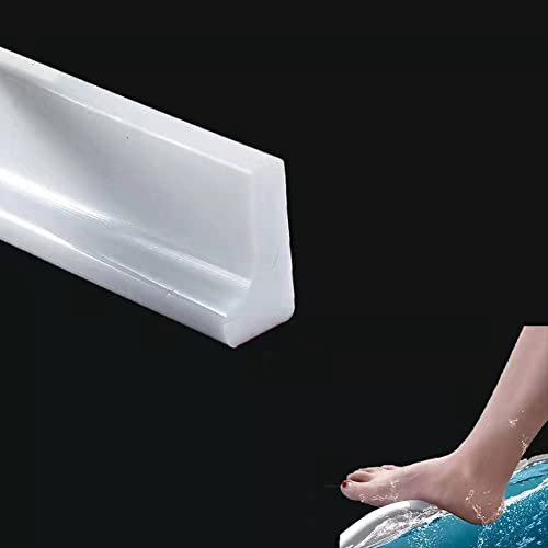 4M Shower Threshold Water Barrier,Wet Room Floor Water Barrier,Bathroom Water Dam,Shower Tray Sealing Strip,Kitchen Sink Bathtub Countertop Retaining Strip, Water Stopper Strip(L Shape,3cm High)