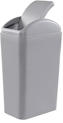 Esdiplot 3.5 Gallon Swing Lid Waste Can, Plastic Swing-Top Trash Can, Gray