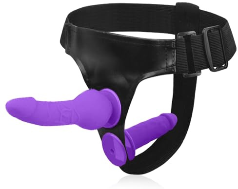 BDSMYEE Consolador con Correa y Dos Dildos para Mujer, Consolador, Juguete Erótico SM para Masturbación, Consolador Doble para Hombres y Mujeres (Morado)