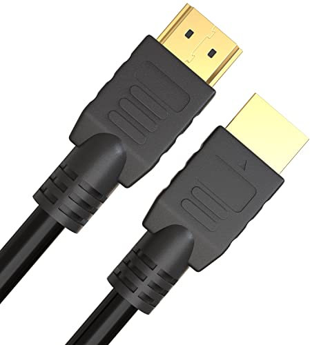True HQ 6M HDMI Cable HIGH SPEED Long Lead with Ethernet ARC 3D | Designed in the UK | Full HD 1080P Compatible with PS4 Xbox One Sky HD TV Laptop PC Monitor CCTV | Black & Gold Plated