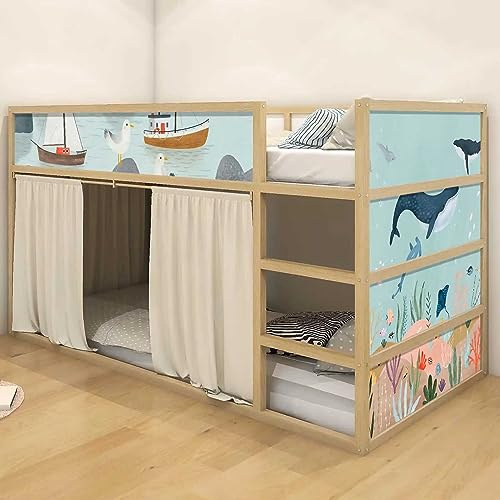 WANDKIND Aufkleber für IKEA KURA Kinderbett Hochbett Klebefolie Möbelfolie Sticker Kinderzimmer Unterwasserwelt (Möbel nicht inklusive) IKB510 (5 Sticker Set)
