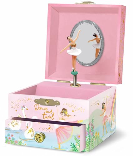 Giggle & Honey Joyero Musical de Bailarina para Niñas - Caja de Música Bailarina Infantil con Espejo, Regalos de Ballet para Niñas, Regalo de Cumpleaños para Niños, Edades 3-10, Rosa