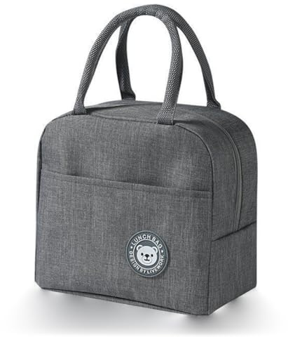 XOUDKE Sac Isotherme Repas, Épaissir Sac Lunch Box Étanches, Sac Glaciere Isotherme Repas Imperméable en Feuille d'Aluminium, Sac Lunch Isotherme pour Femmes, Hommes, Enfants, École e Bureau (Gris)