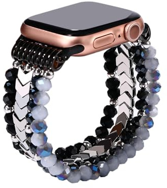 JewelryWe Schmuck Damen Perlenarmband Ersatzarmband Kompatibel mit Apple Watch 38mm 40mm 41mm 42mm 44mm 45mm Armband für Apple Watch SE/iWatch Series 7/6/5/4/3/2/1, Kugel Beads Charm Armband