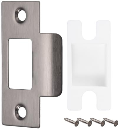 sourcing map Edelstahl-Sicherheitsschließblech 70mm x 40,3mm Dunkelgrau | Reparaturschließblech mit Box für Türzarge Türpfosten, 304 Edelstahl