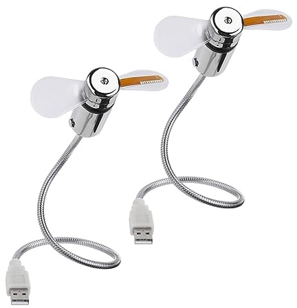 BESTonZON 2piezas Ventilador Usb Led Mini Flexible Con Pantalla Circular Para Computadora Portátil o Escritorio