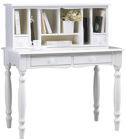 ACTUAL DIFFUSION Meuble Secrétaire Blanc Style Anglais 4 Tiroirs 7 Niches L 100 H 114.3 P 56.4 cm