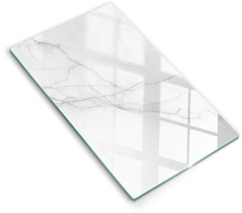 Wallfluent Robuste mit Motiv Anti-Rutsch-Pads Sechseckig 30x52 cm Gehärtetem Glas Hartglas Für küche Schneidebrett - Zarter weißer Marmor