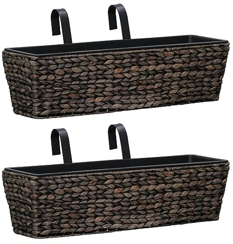 Vopese Conjunto de jardineras 2 Unidades Jacinto de Agua marrón Adecuado para Plantar Plantas y Flores, macetas de Exterior adecuadas para terrazas, Balcones y Patios