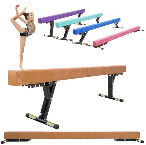 SportBob svävande balkar barn vikbara 244 cm, justerbar med 5 höjder, hög och låg nivå, balkar, gymnastik, balanseringsbalkar för hem, utomhus, inomhus, träning, gymnastikbalkar, träningsutrustning