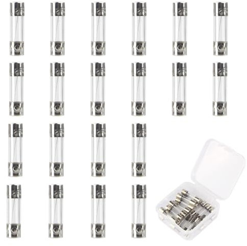 Fast Blow Glass Fuses 20Pcs 5x20mm, 250V 5A Fast Blow Tube Fuses F5AL250V 0.2 x 0.78 inch Blow Cartridge Tube Fuse with Box for Variety Lights Household Appliances Electricals (Box of 20)