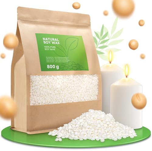molinoRC 800g Sojawachs für Kerzen [100% pflanzlich] - Reines Premium Soja Wachs für Kerzen mit Langer Brenndauer - Creme weißes Soja Kerzenwachs zum Gießen - Soy Wax for Candle Making