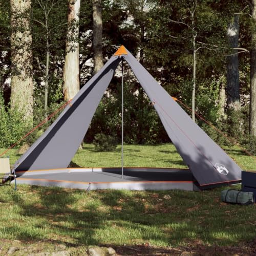 Tino Tech Tipi-Familienzelt 8 Personen Winddicht Campingzelt Große Wurfzelt Festivalzelt Wurfzelte für Familie Trekkingzelt Gartenzelte im Freien 400x400x200 cm Polyester Grau und Orange