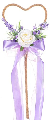 PartyforU Bacchetta magica a forma di cuore con nastro, per matrimonio, per matrimonio, matrimonio, fidanzamento, servizio fotografico, colore: viola