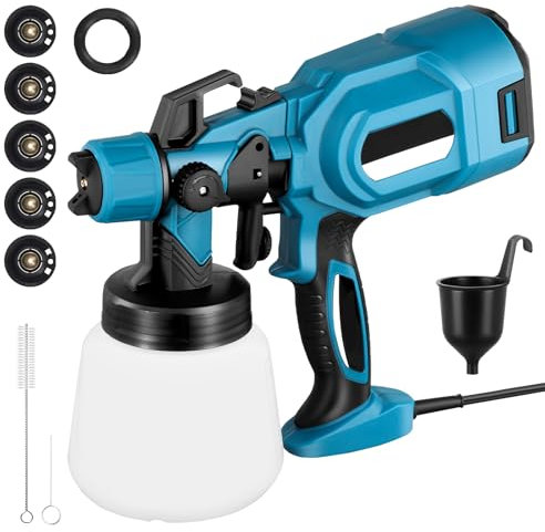 Paint Sprayer, 800W Electric Paint Spray Gun with 5 Nozzles and 3 Patterns, 900ML Max 900ml/Min HVLP Paint Sprayer for Walls and Ceilings, Garden Fence, Cabinet, DIY Crafts