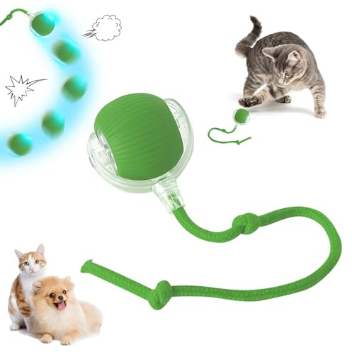 Interaktives Katzenspielzeug Rolling Katzenball mit LED Licht, Automatischer 360 Grad Rollbal Katzenspielzeug Selbstbeschäftigung mit USB Wiederaufladbarer, Interaktiver Katzenball für Katzen (B)