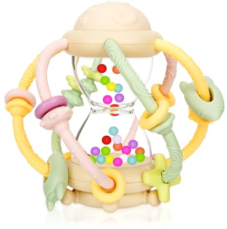 CLDY Greifball Baby-Spielzeug, Sensorische Beißring-Spielzeuge, Babyrassel | Montessori-Frühbildungs-Spielzeug, Beißring aus Silikon BPA-frei, Wundes Zahnfleisch zu Stimulieren und zu Massieren