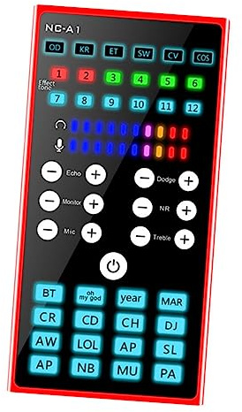 Externe Soundkarte für PC und Telefon, Rot, Metall, 1200mv | Live Streaming, Nachhall und Rauschminderung, Kompaktes Mehrzweck Gerät für Übertragung