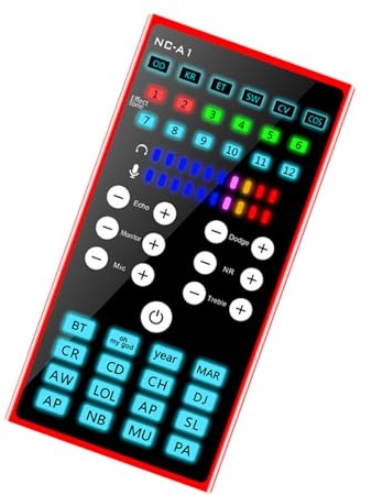 Externe Soundkarte für Telefon und Computer, Rot, 1200mv | Metallgehäuse, Geräuschreduzierung und Nachhall, für Live Broadcast mit Audiomixer