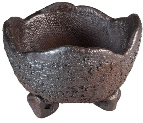 Wazakura Shigaraki Série Pot à bonsaï rustique en forme de demi-lune 100 mm Fabriqué au Japon Pot de fleurs décoratif en céramique pour le jardin Marron/gris