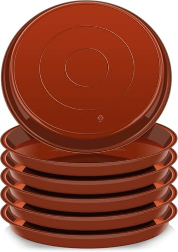 PIQIUQIU Lot de 6 soucoupes en plastique pour plantes d'intérieur et d'extérieur - 30 cm - Noir