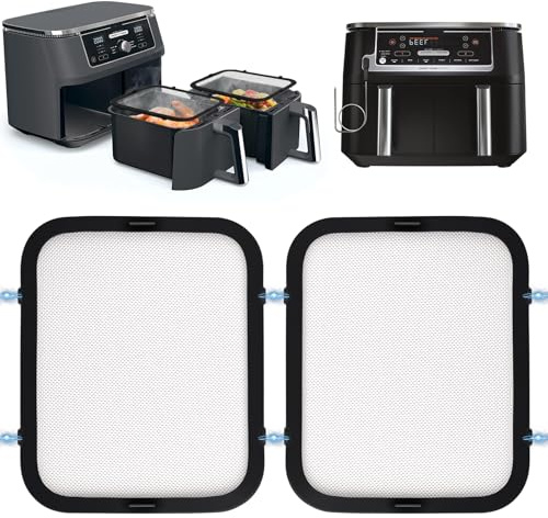 PAPAcroscoma Edelstahl-Spritzschutz: 2 Stück Magnetischer Feinmaschiger Fettspritzschutz, Heißluftfritteuse Zubehör für Ninja Foodi Max Dual Zone AF400EU AF451EU 9,5 l