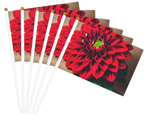 Planche en bois rétro avec imprimé dahlia rouge et drapeau léger pour fêtes, événements, anniversaires de mariage, décoration diverses occasions