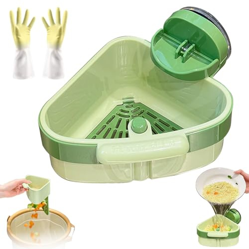 Kenmohuo Suction Cup sink Corner Rack, Detachable Suction Cup Storage food Catcher Rack, Multi-Functional Kitchen Holder