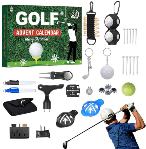 Calendrier de l'Avent 2025, 24 boîtes d'accessoires sur le thème du golf avec balles de golf, tees, marqueurs de balle et accessoires, trucs créatifs, pour garçons, filles, femmes, hommes, père, petit