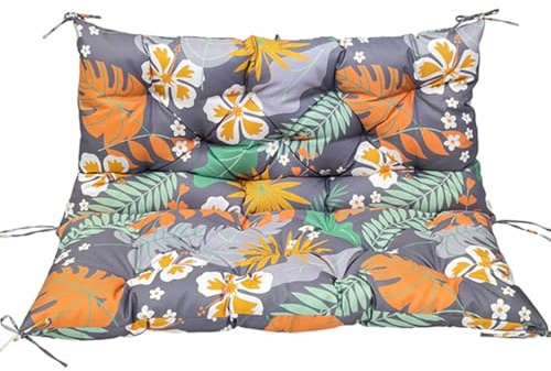 Cuscino impermeabile per dondolo da esterno con laccetti, comodo cuscino per panca da giardino con schienale, per patio, veranda, amaca, mobili da giardino, design con stampa floreale, imbottitura