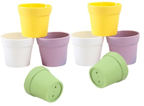 Molyorch 8 Pezzi Piccoli Vasi da Fiori Colorés, Vasi per Piante in Plastica Colorati, Ideale per Interni e Giardini da Balcone, Colore