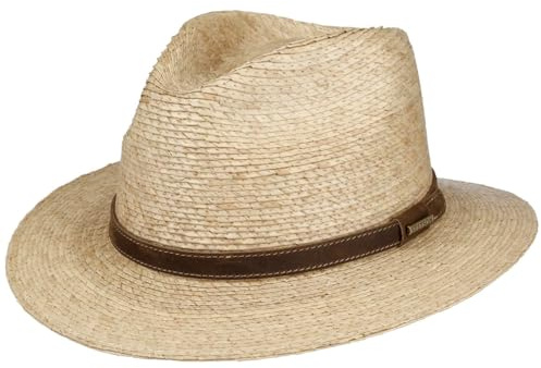 Stetson Dalespring Traveller Strohhut Ledergarniturband UV Schutz 40 Herren Frühling Sommer Natur L (58-59 cm)