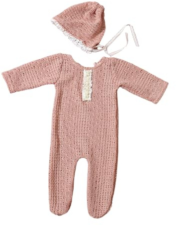 Greabuy Girl Boy Photography Props Newborn Infant Photography Costume Knitted Lace Hat Romper Photo Clothes Baby Supply Newborn Photo Props