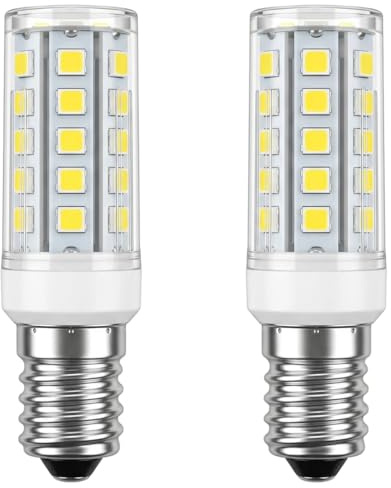 Bombillas LED E14 5W para Frigorífico, Halógenas Equivalentes a 50W 230V 550lm Blanco Frío 6000K, Maíz LED Tornillo Pequeño para Campana Extractora, Nevera y Máquina de Coser, No Regulable, 2 Piezas