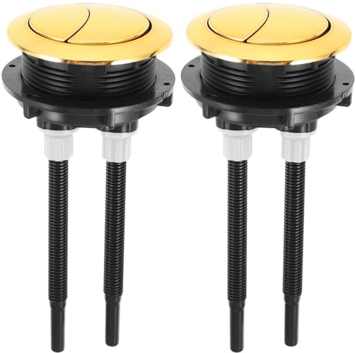 KONTONTY Botón de Descarga para Cisterna del Baño Dorado Abs 2 Piezas | Pulsador Cisterna, Diseño de Doble Pulsación, Reemplazo para Botón Roto, Acabado de Alto Brillo