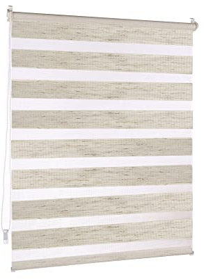 Victoria M. Doppelrollo Klemmfix ohne Bohren, 65 x 150 cm (BxH) Leinen, Rollo Fensterrollo lichtdurchlässig & verdunkelnd，Duo-Rollo Klemmmontage Zebrarollo für Fenster & Türen