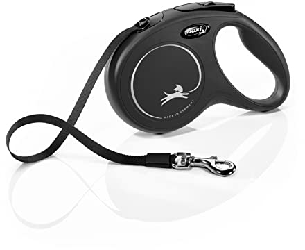 flexi® Classic M Gurt 5 m schwarz, Roll-Leine für Hunde bis 25 kg