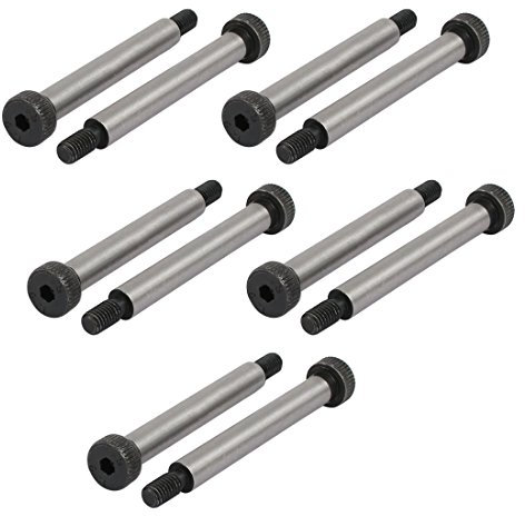 Sourcingmap 10pcs 40Cr Steel Shoulder Bolt 8mm Shoulder Dia 60mm Shoulder Length M6x12mm Thread