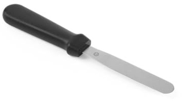 HENDI Spachtel, für Bäckerei und Konfisserie, Winkelpalette, Glasurmesser, Tortenpalette, Klinge: 110mm, 17x220mm, Edelstahl/Polypropylen