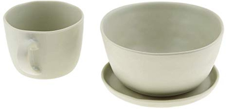 Tubayia Juego de vajilla de melamina de 3 piezas, taza de café + cuenco + bandeja para casa, restaurante, fiesta, picnic, etc. (verde claro)