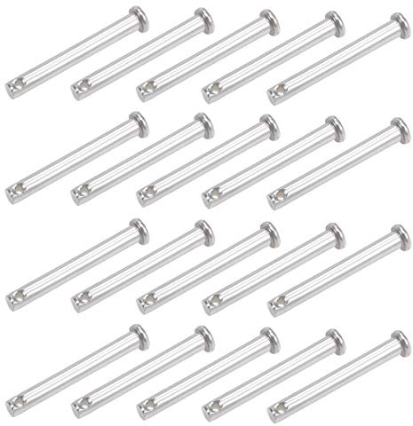 sourcing map 20 Stück Steckbolzen Einzelloch Gabelbolzen 5mm X 40mm Splintstift Flacher Kopf 304 rostfreier Stahl Anschluss Scharnierbolzen