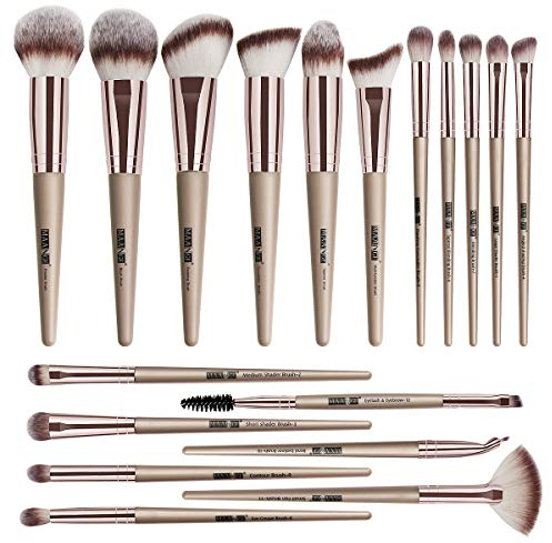 Makeup Brushes,MAANGE 18 Pcs Makeup Brush Set Premium Synthetic Make up Brush Set for Contouring Concealer Foundation Powder Eye Shadows Blush Cruelty-Free Makeup Brushes with Champagne Gold Handle
