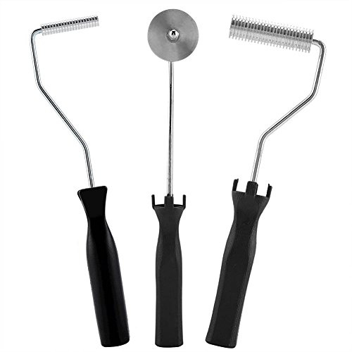 Raguso Strumenti a Rullo in Fibra di Vetro Rullo di laminazione a Bolle in Fibra di Vetro in Lega di Alluminio con Manico in ABS per lavori in Resina FRP in vetroresina(3pcs / Set)