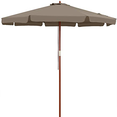 Kingsleeve Ombrellone in Legno 330 Protezione UV 80+ Idrorepellente Stabile Antivento Terrazza Balcone