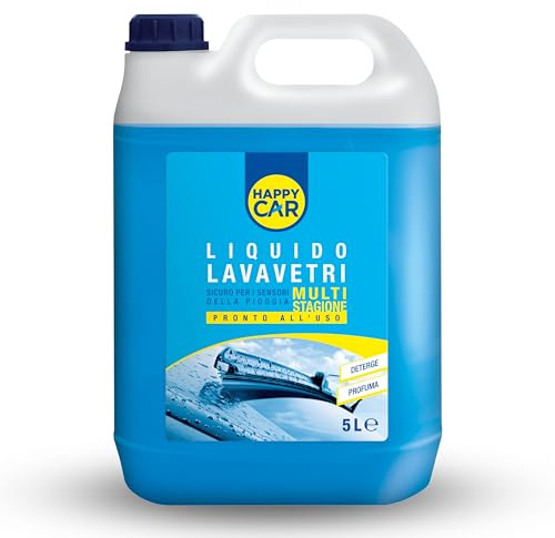 HappyCar - Liquido Lavavetri 4 Stagioni -2°C, Pronto all’Uso, Profumato, Rimuove Sporco e Grassi, Protegge dai Residui Calcarei, 5L