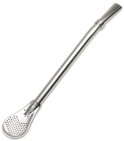 Delicatino - Bombilla para Mate de Acero Inoxidable - Diseño Tipo Cuchara de 15,5 cm - Filtro Eficaz y Fácil Limpieza - Ideal para Mates Pequeños
